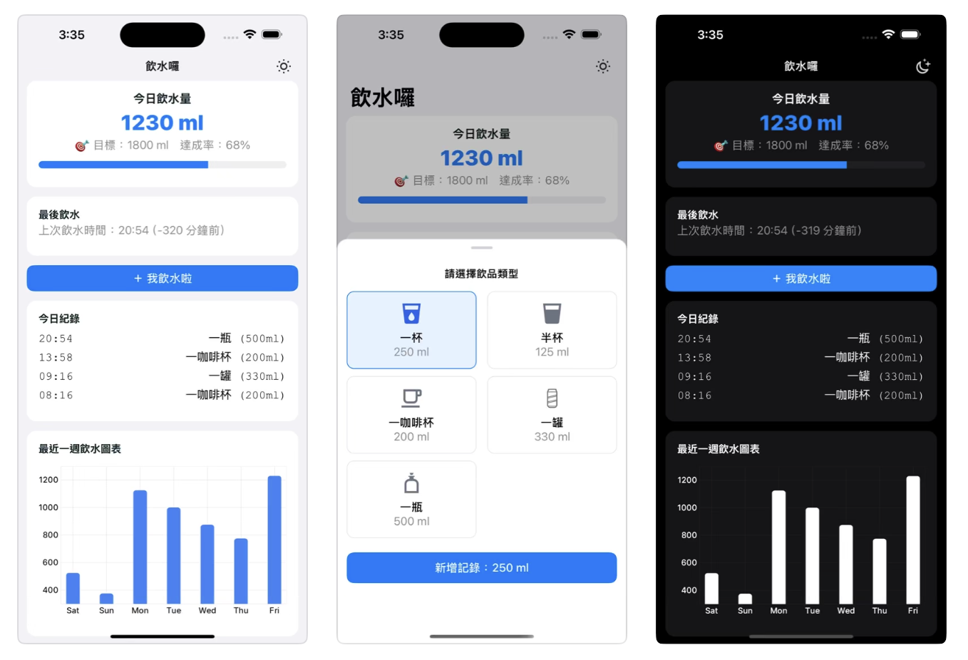 飲水追蹤 app 展示圖片 2